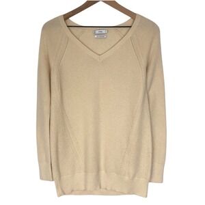 Vince 100% Cashmere V-Neck Sweater Sz XS Cream Long‎ Sleeve Soft Knit Relaxed